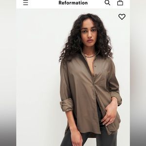 Reformation Will Oversized Shirt in Mushroom size Large Brand New with tags